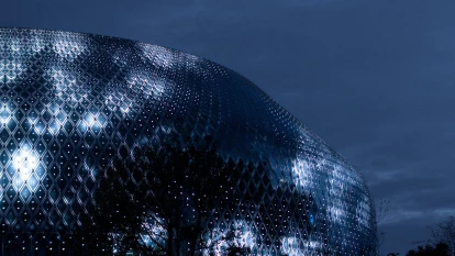 New Novartis Pavilion in Basel features a distinctive zero-energy media facade
